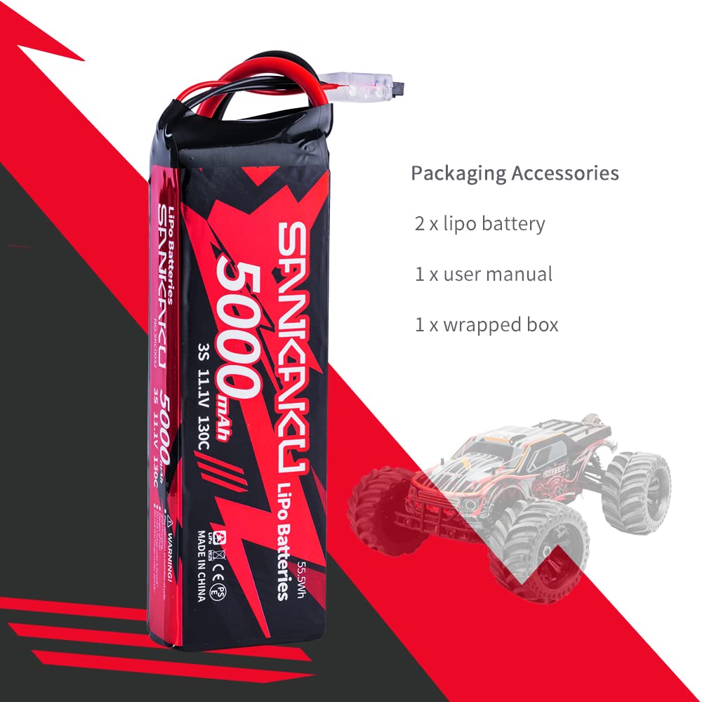 SANKAKU 130C 5000mAh Batteria Lipo 3S 11,1V Lipo spina EC5 per veicoli RC Buggy Auto Camion Barca Hobby 2 pezzi