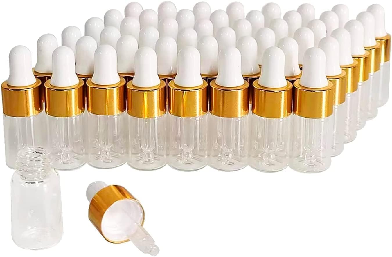 25 Flacons Compte-Gouttes 5ml En Verre - Pour Huiles Essentielles, Parfums - Capuchon Aluminium