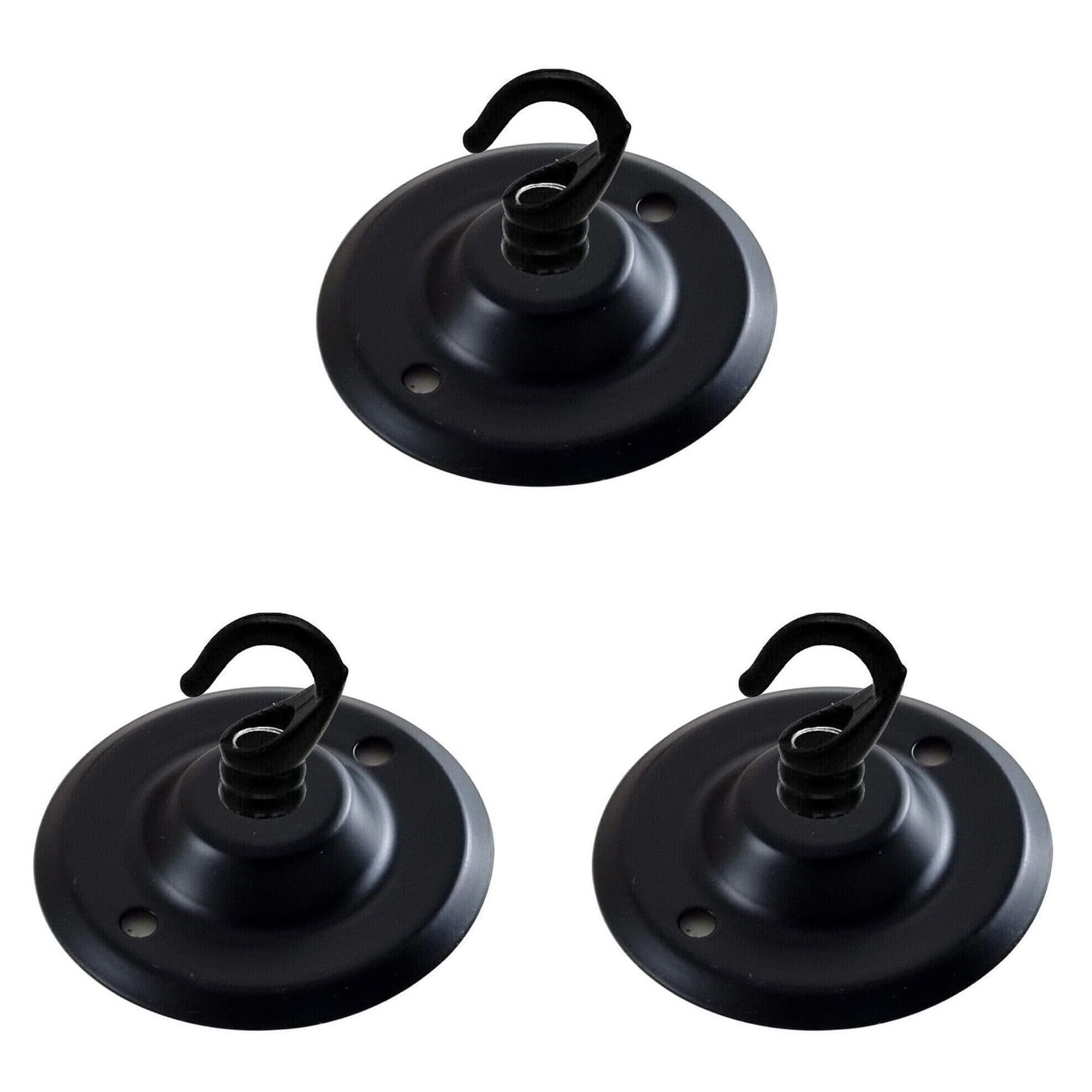 LEDSone Vintage 3 Pack Ceiling Rose Hook Plate Metal Black 75mm Chandelier Light Fitting with Pre-Drilled Holes for Mounting Chandliers Pendant Lights Wall Lamps Hanging Lights Planters