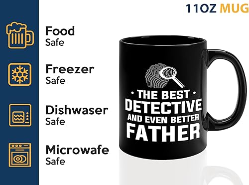 Miniatura 4 de Taza de café detective de 11 onzas, color negro, el mejor detective, policía, patrulla, policía, policía, policía, policía, policía, policía, jefe