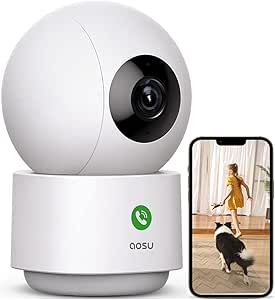 aosu Pet Camera, 2K Pixels, 360° Automatic Tracking, WiFi Type, 2.4G/5G Compatible, Network Camera, Security Camera, Indoor Surveillance Camera, Motion Detection, Infrared Night Vision, Smartphone asin的图片