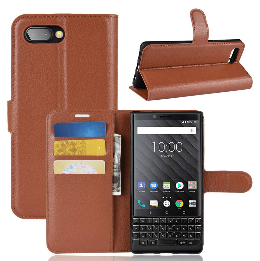 BlackBerry Keyone 2 Case Cover,Premium PU Leather Flip Folio Wallet Case with Card Slot,Stand Holder and Magnetic Closure [TPU Shockproof Interior Case] Compatible with BlackBerry Keyone 2