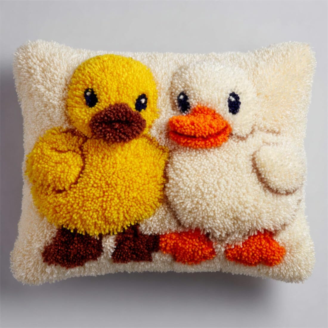 Kitquiver Animal DIY Latch Hook Kit Cartoon Duck DIY Latch Hook Kits Pillow Needlepoint Cushion Kit for Home Décor Needlework Set for Adult Beginners 17x17In
