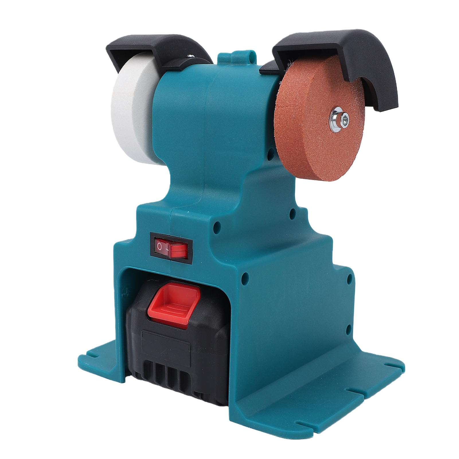Eujgoov Amoladora, Pulidora y Lijadora de Banco Inalámbrica de 200 W, 7000 RPM, con 2 Baterías de 4 Ah y 2 Discos para Baterías de 18 V-21 V. Ideal para Pulir Esmerilar metales. (Enchufe de la UE)