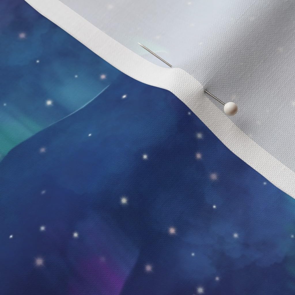 Spoonflower Fabric - Sky Night Northern Lights Galaxy Printed on Petal Signature Cotton Fabric by The Yard - Sewing Quilting Apparel Crafts Decor