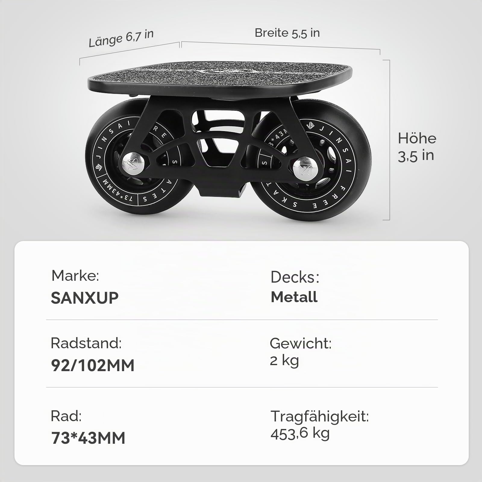 FreeSkates Tragbare Rollschuhe mit Aluminium-Legierung, rutschfest, geteiltes Skateboard mit PU-Rädern, High-End