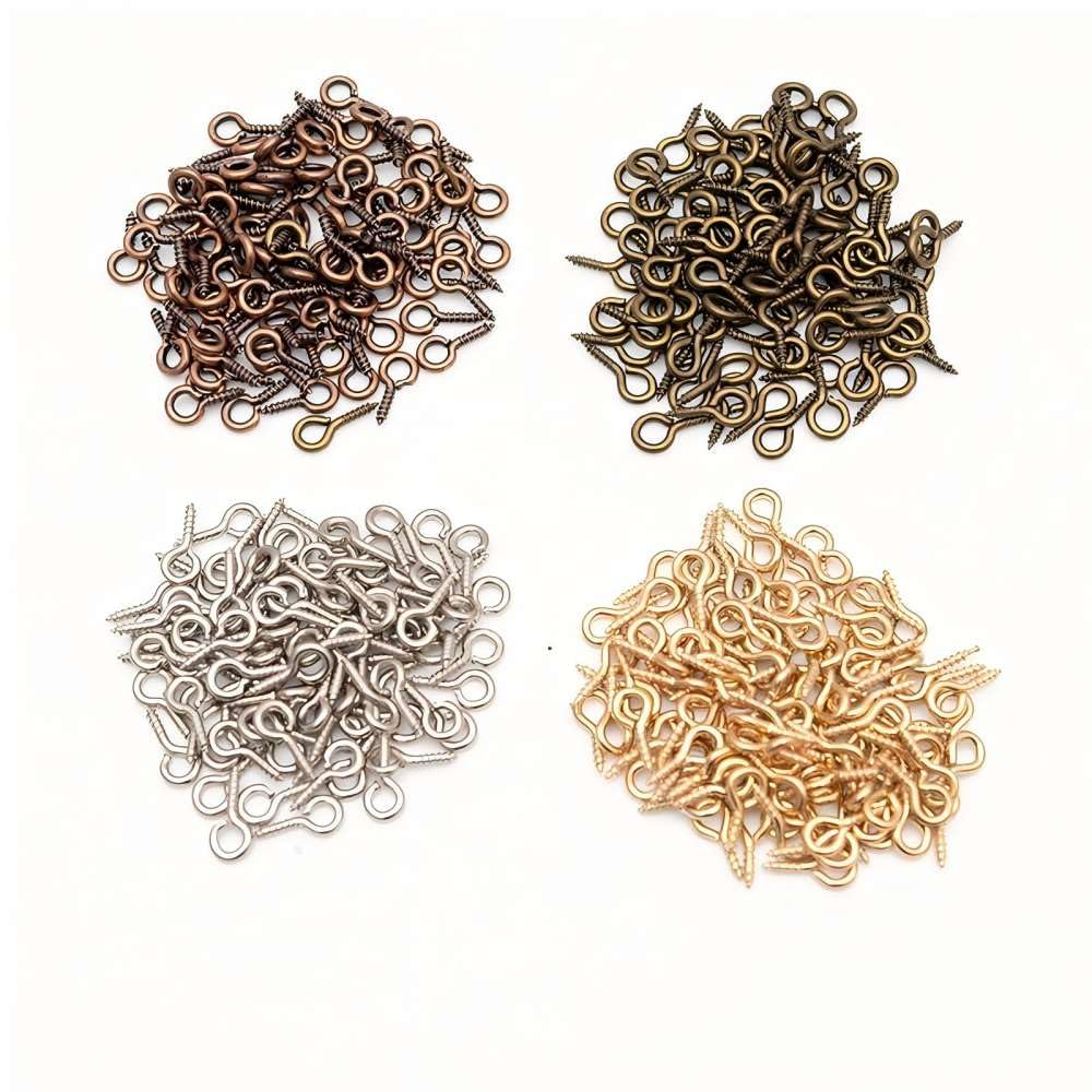 GENGMEI 100PCS Tiny Screw Eye Pins for Jewelry Making & DIY Crafts Small Eye Hooks Eye Screws for Crafts, Screw Eyes, Excellent Eye Hooks Screw for Cork Top Bottles (12x5mm White K)
