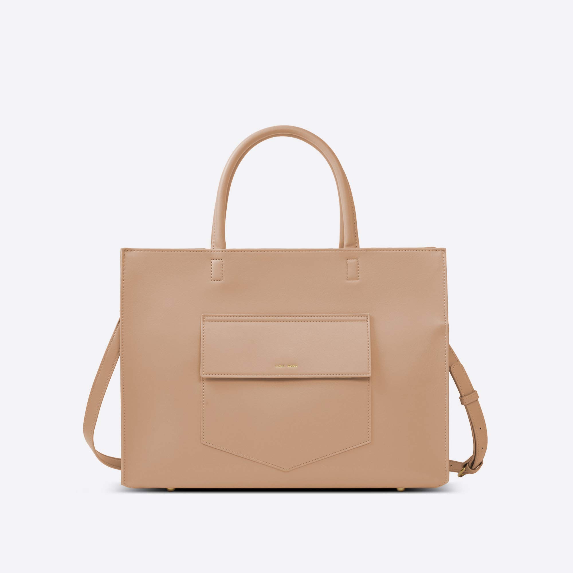 Pixie Mood Caitlin 15.5 x 11.5 Vegan Leather Large Tote Bag with Laptop Sleeve, Sand