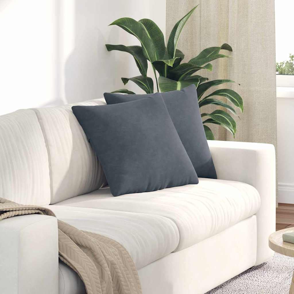 Cuscino decorativo corda 45x45 cm set 2 pezzi grigio scuro chiusura lampo imbottitura poliestere