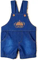 Jardineira Curta Jeans para Bebê Menino 0 a 12 Meses – 100% Algodão, Conforto e Estilo Casual, Era Uma Vez