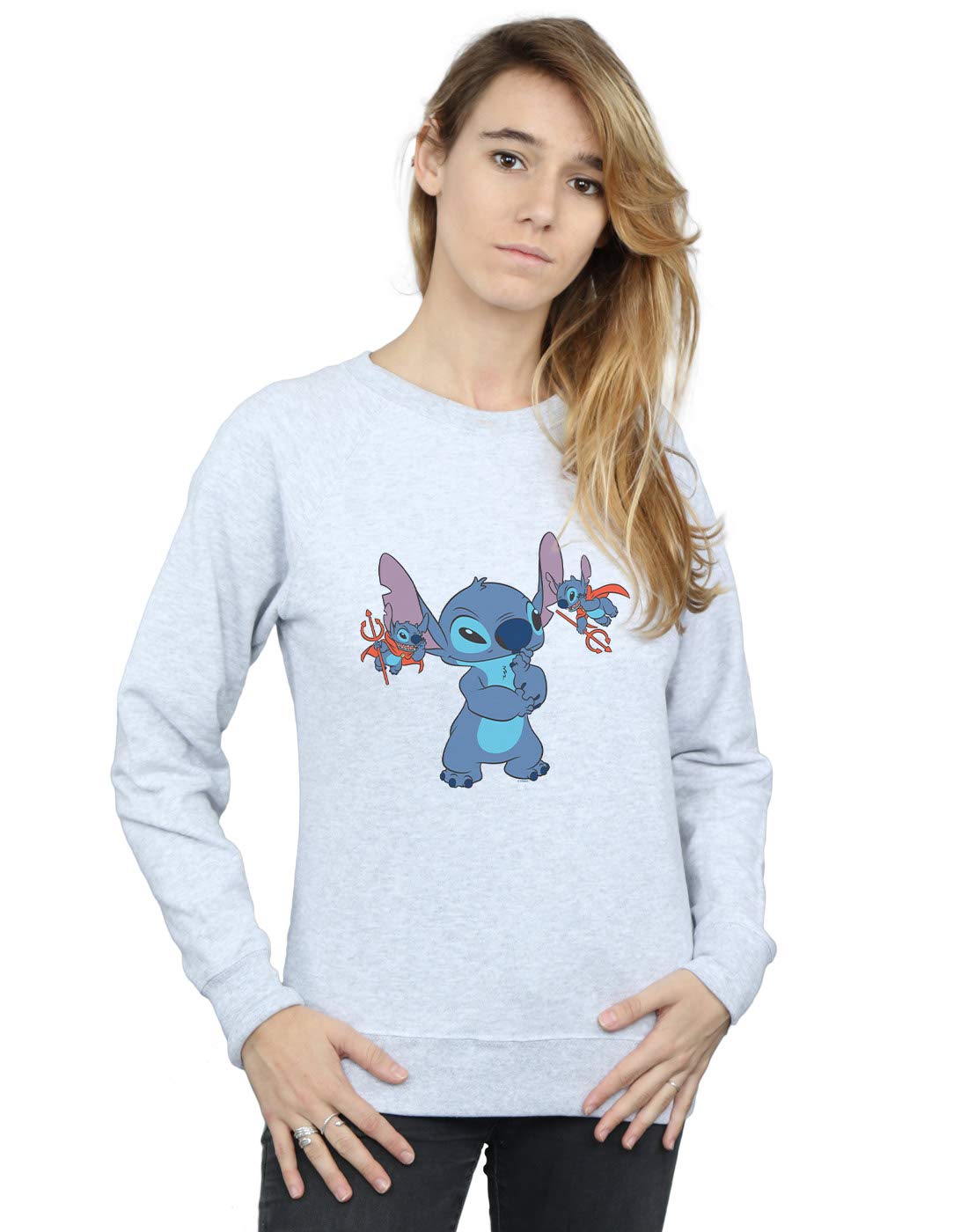 Disney Women's Lilo & Stitch Little Devils Sweatshirt in Grey | Size: Medium
