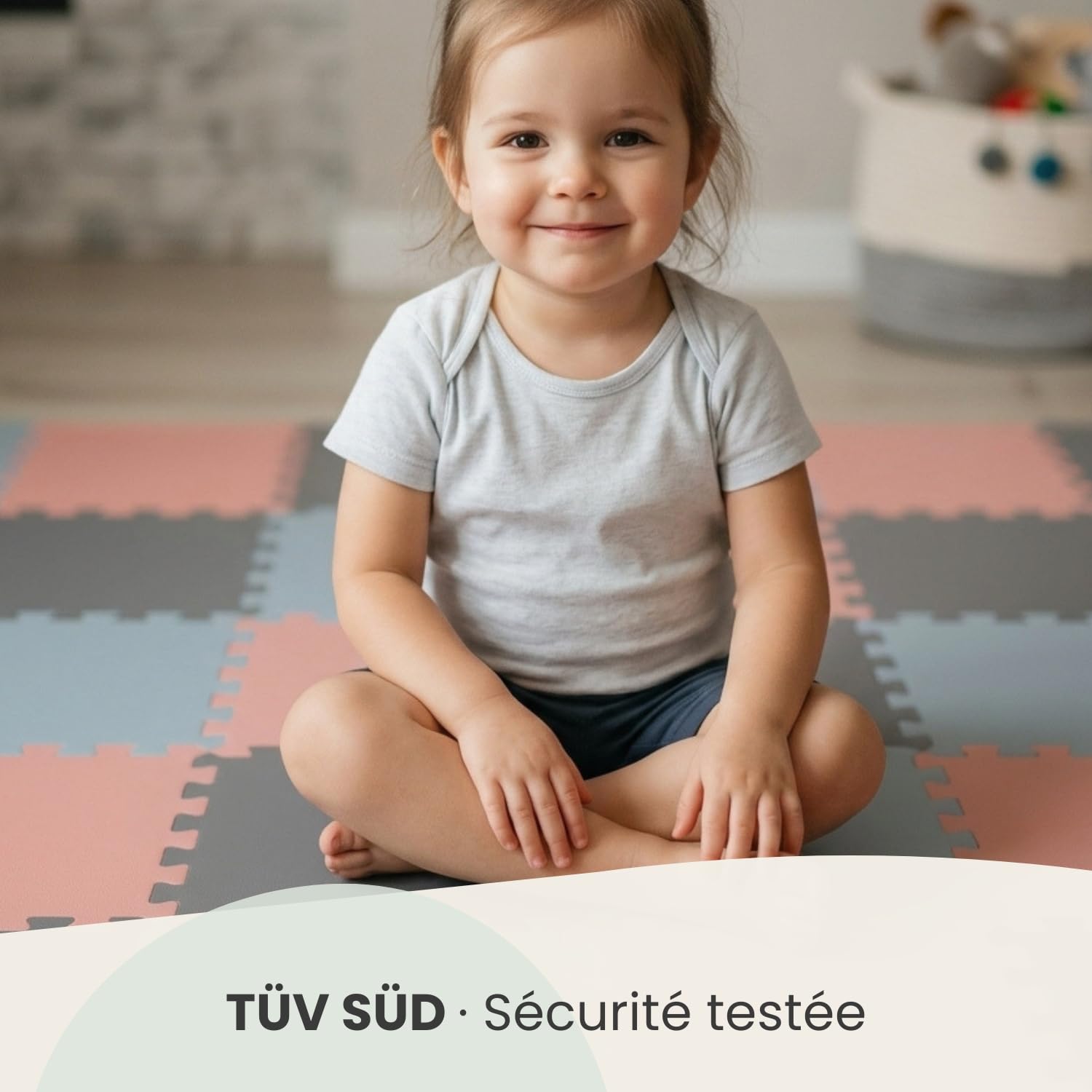 LittleTom 27 Pièces Tapis Puzzle Enfant - Certifié TÜV - 30x30 cm Dalles en Mousse EVA avec Bordures - Surface de Jeu pour l'Éveil - Carrés Puzzle Antidérapants - Revêtement pour Chambre des Petits - 2