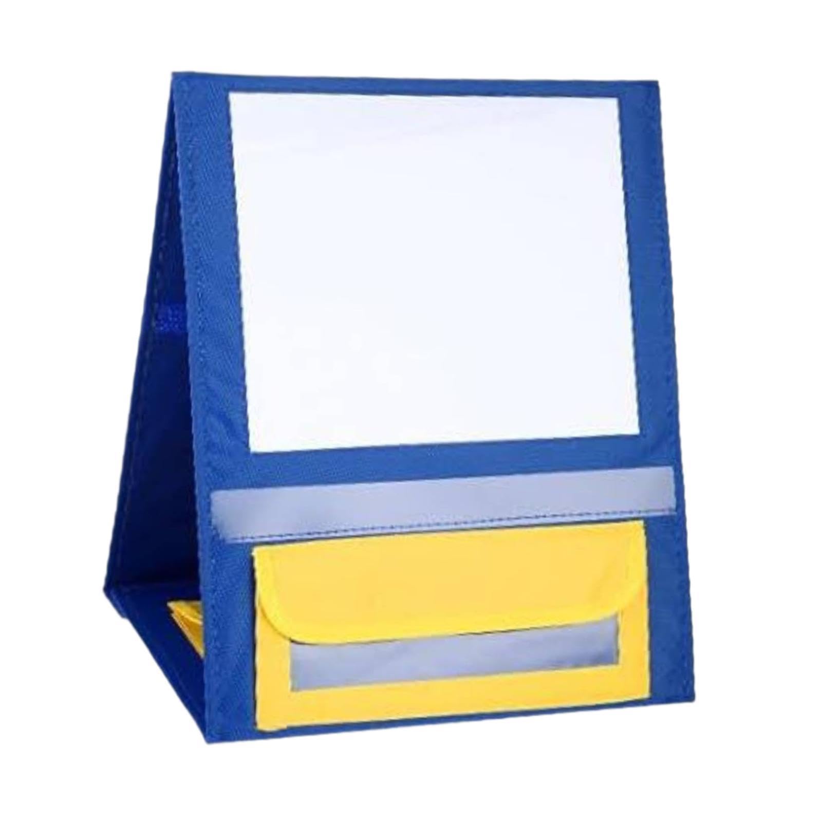Lavagna Da Tavolo con Due Lati Cancellabili Espositore Pieghevole Portapenne E Tabellone Tascabile in Tessuto Oxford Supporto Educativo per Bambini Ad, Blu