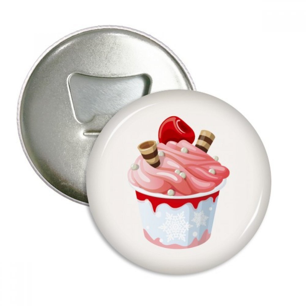 Ouvre-bouteille aimanté avec motif crème glacée rose cerise douce pour frigo et badge 3Pcs