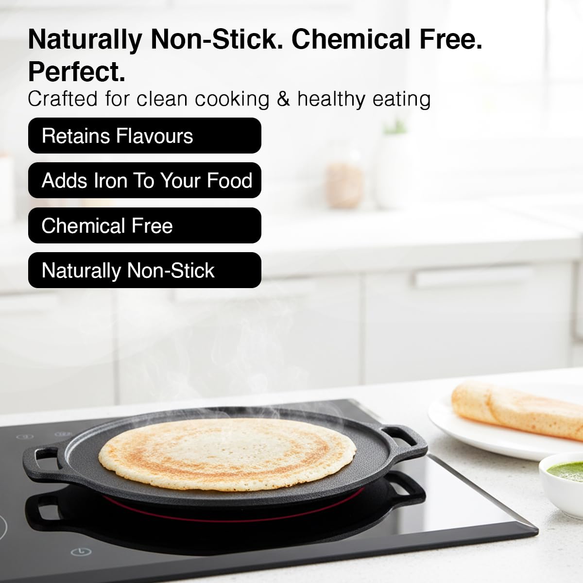 Prestige 30 cm Cast Iron Dosa Tawa|Super Durable(Lasts for Generation)|Retains Heat for Long|10 Years Warranty 4