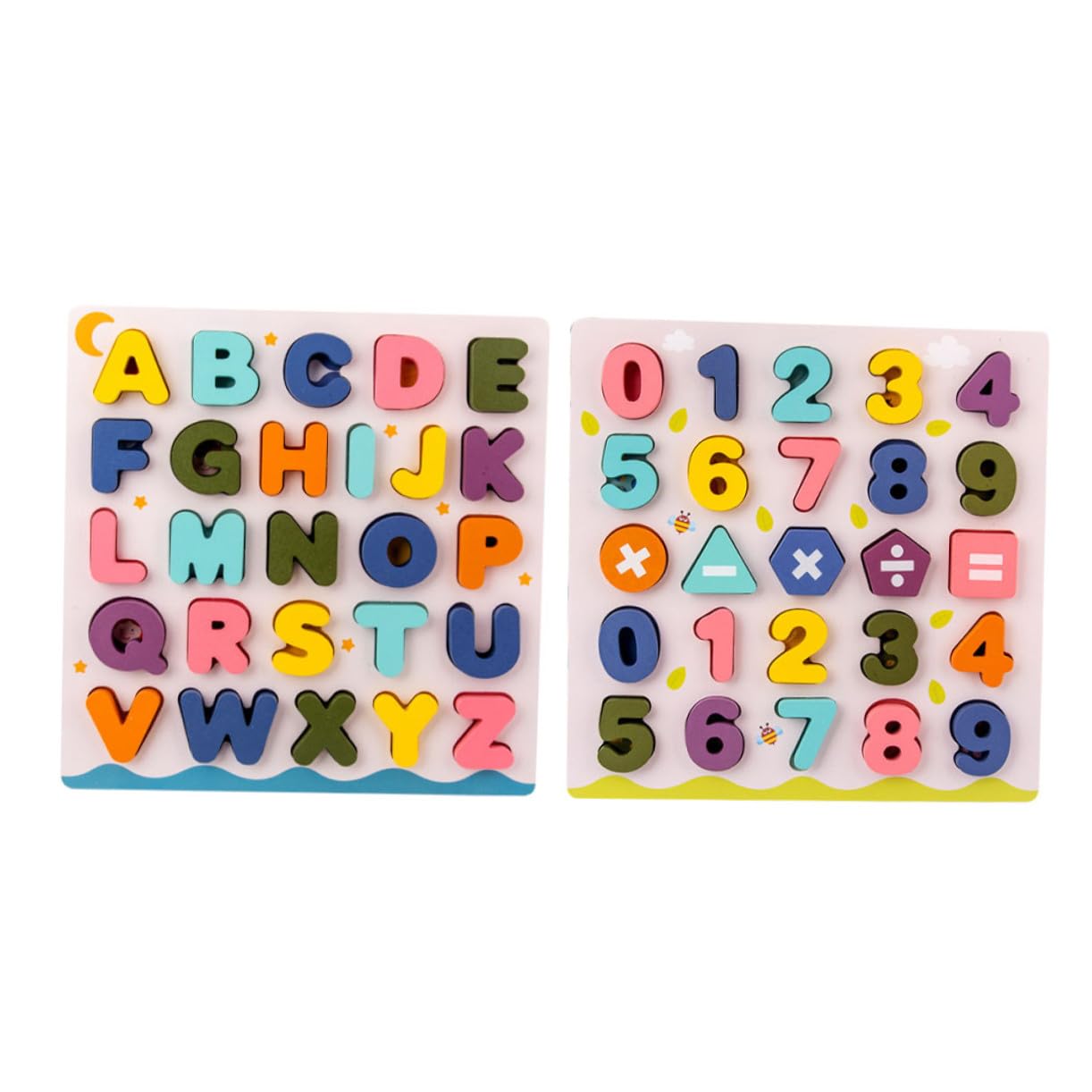Juguete Educativo Rompecabezas de Madera Letras y Números, 2 Piezas | Puzles de Madera Educativos para Niño Niña, Juguetes de Reconocimiento de Letras, Decoracion Colegio