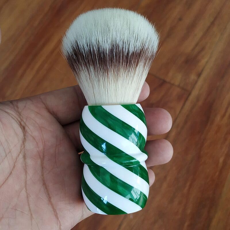 green wave shaving brush with luxury resin handle and A2S synthetic hair bristle vegan shave brush