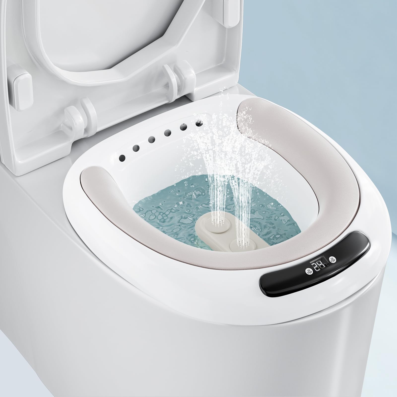 Elektrischer Sitzbad, Sitzbadewanne für Toilette mit Doppelreinigungsmodi, 3 Intensitätsstufen und LED Temperaturanzeige, für Schwangere, Hämorrhoiden und ältere Menschen