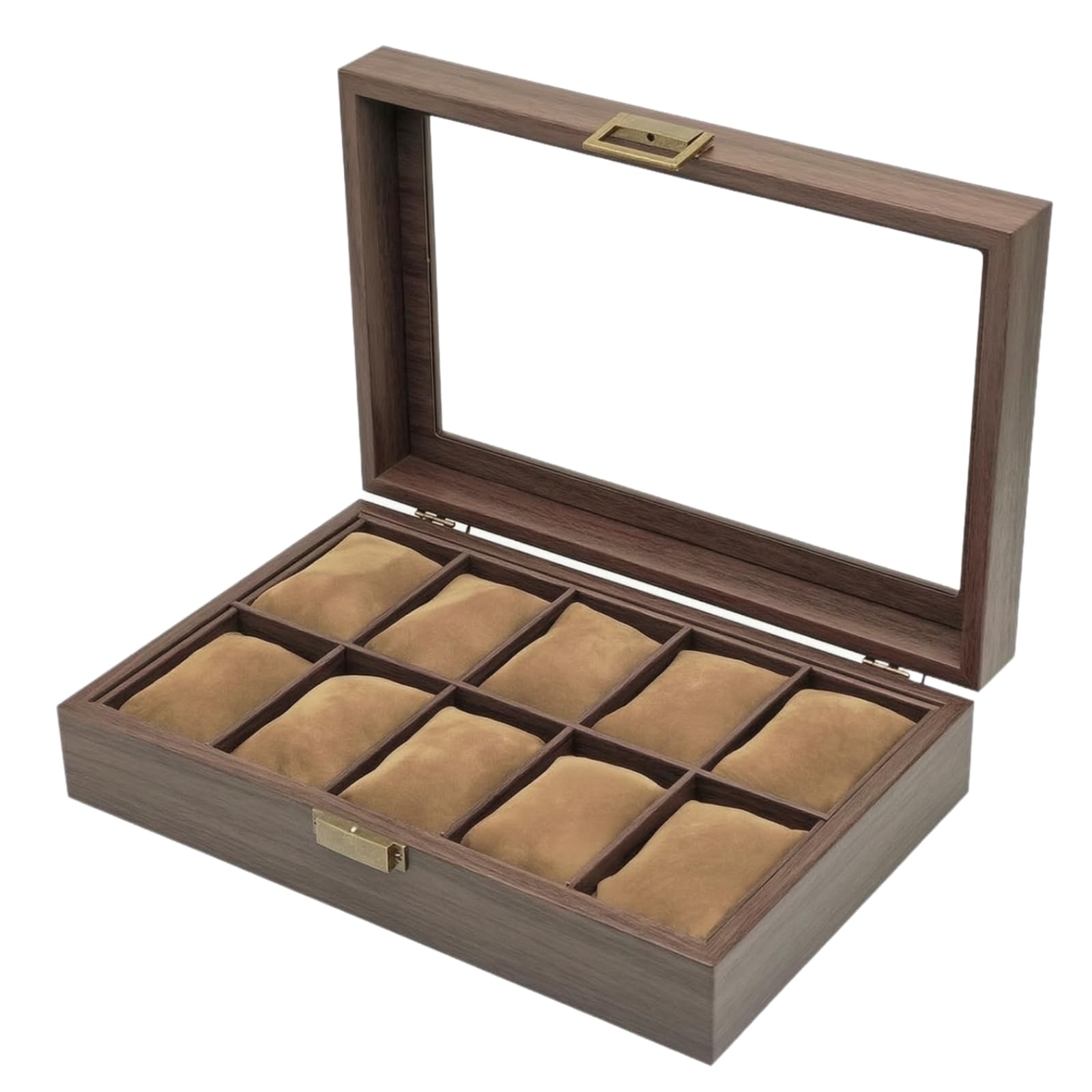 Organizador Relojes con 10 Compartimentos Elegante Caja Relojera con Vidrio Ordenado Estuche Expositor Almohadillas para Armario