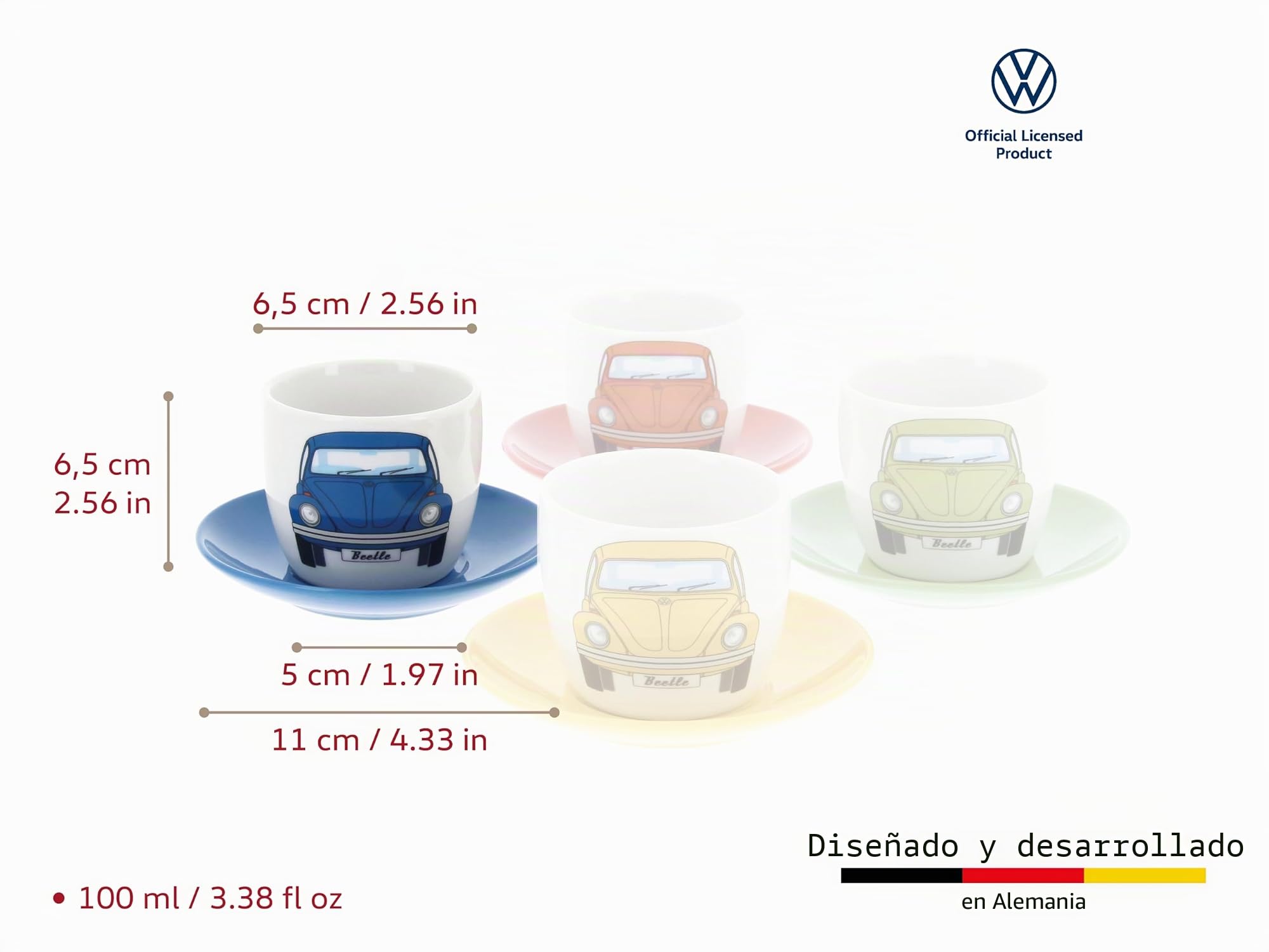 BRISA VW Collection - Escarabajo Set 4 Tazas Espresso Cerámica