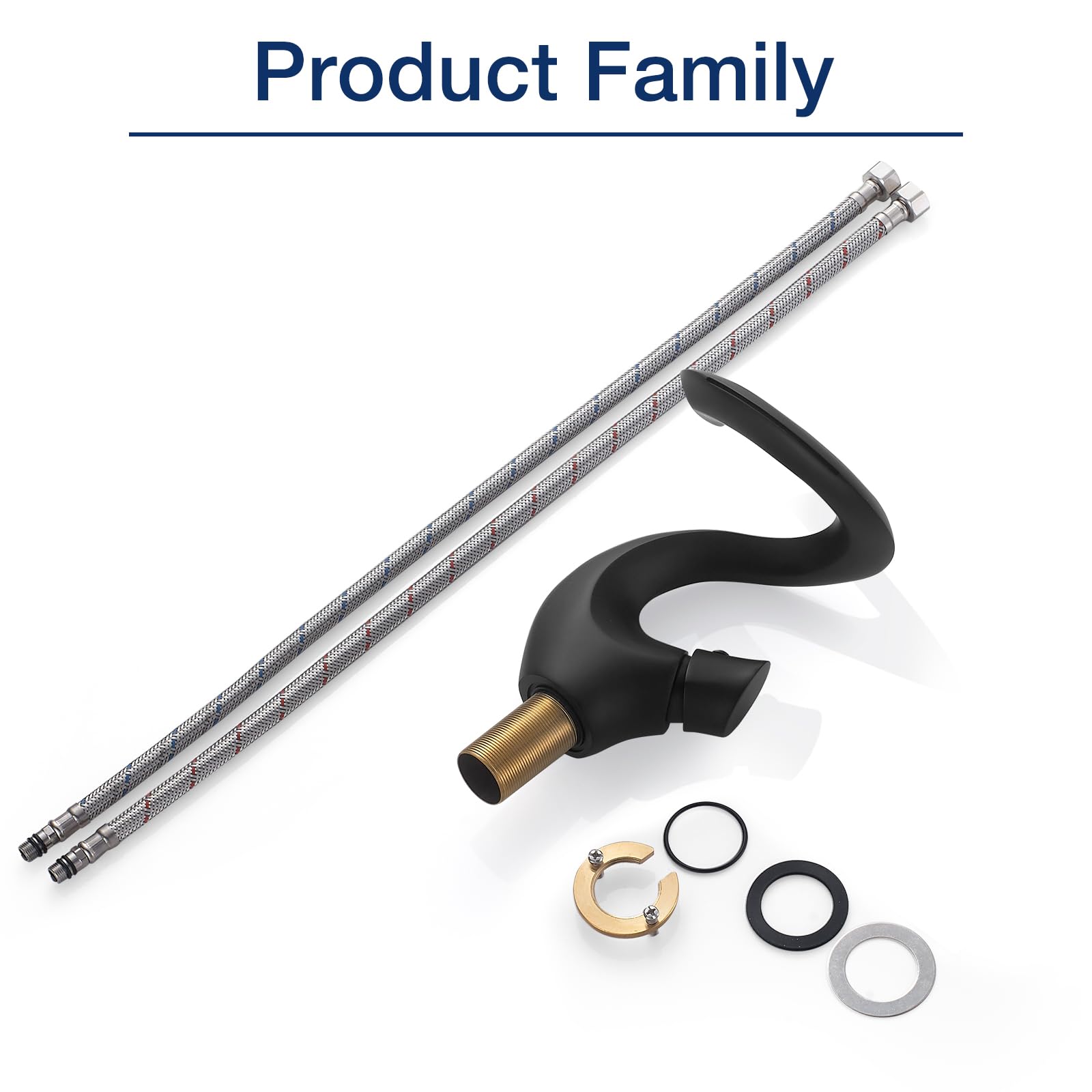 Grifo Negro Mate para Lavabo, Cascada, Mezclador Moderno y Elegante, Frío y Caliente