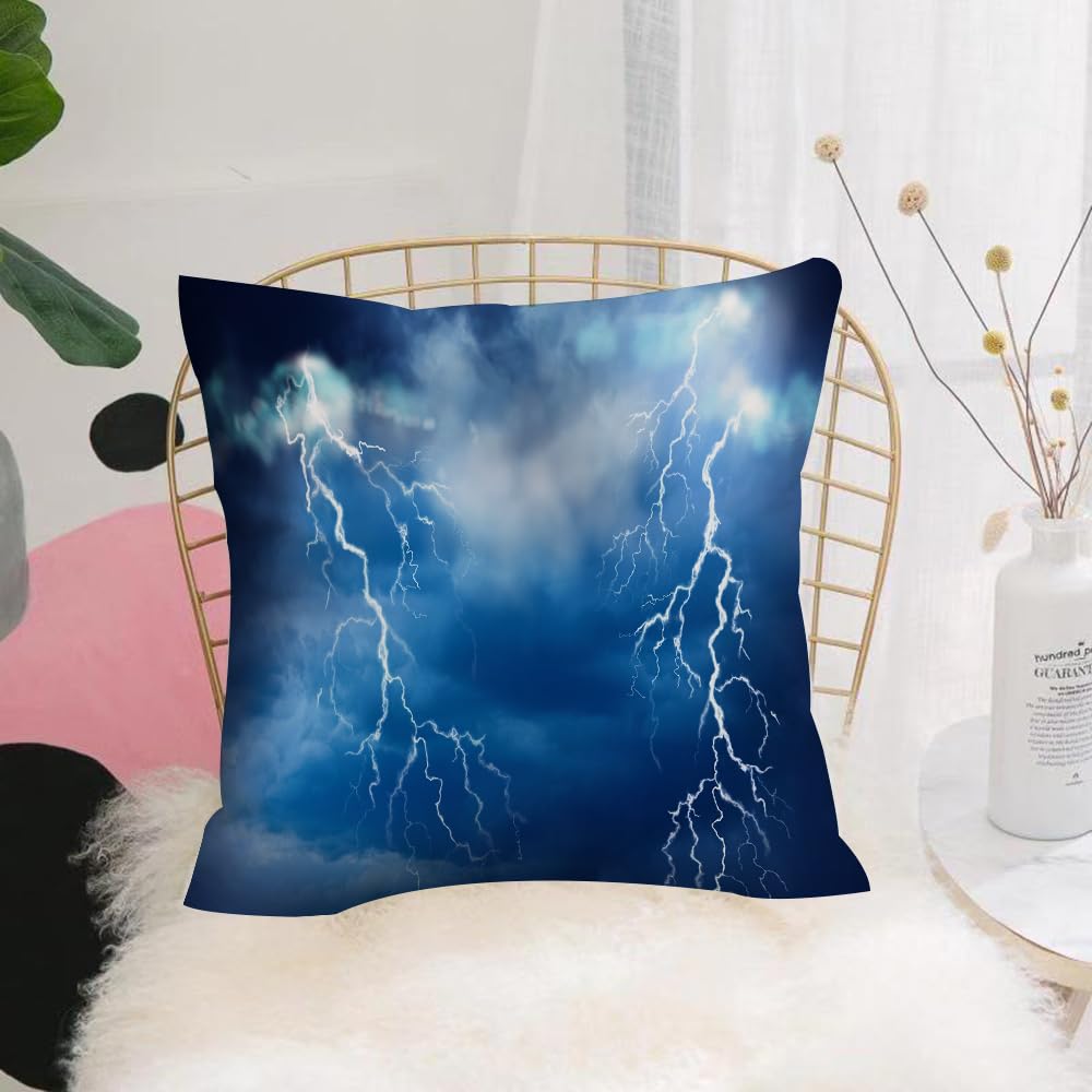 HYOSXW Cushion Cover,Throw Pillow Case Home Decorative for Living Room Bedroom Sofa Chair 16X16 Inch,Lightnings in dark cloudy sky during thunderstorm,Pillowcase 40X40cm