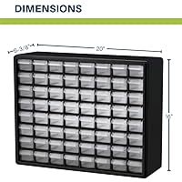 Vista 116 de Akro-Mils 10164 64 Piezas de plástico de equipo de almacenamiento y Gabinete cajón, 20 x 16 x 6-1/2 pulgadas, color negro