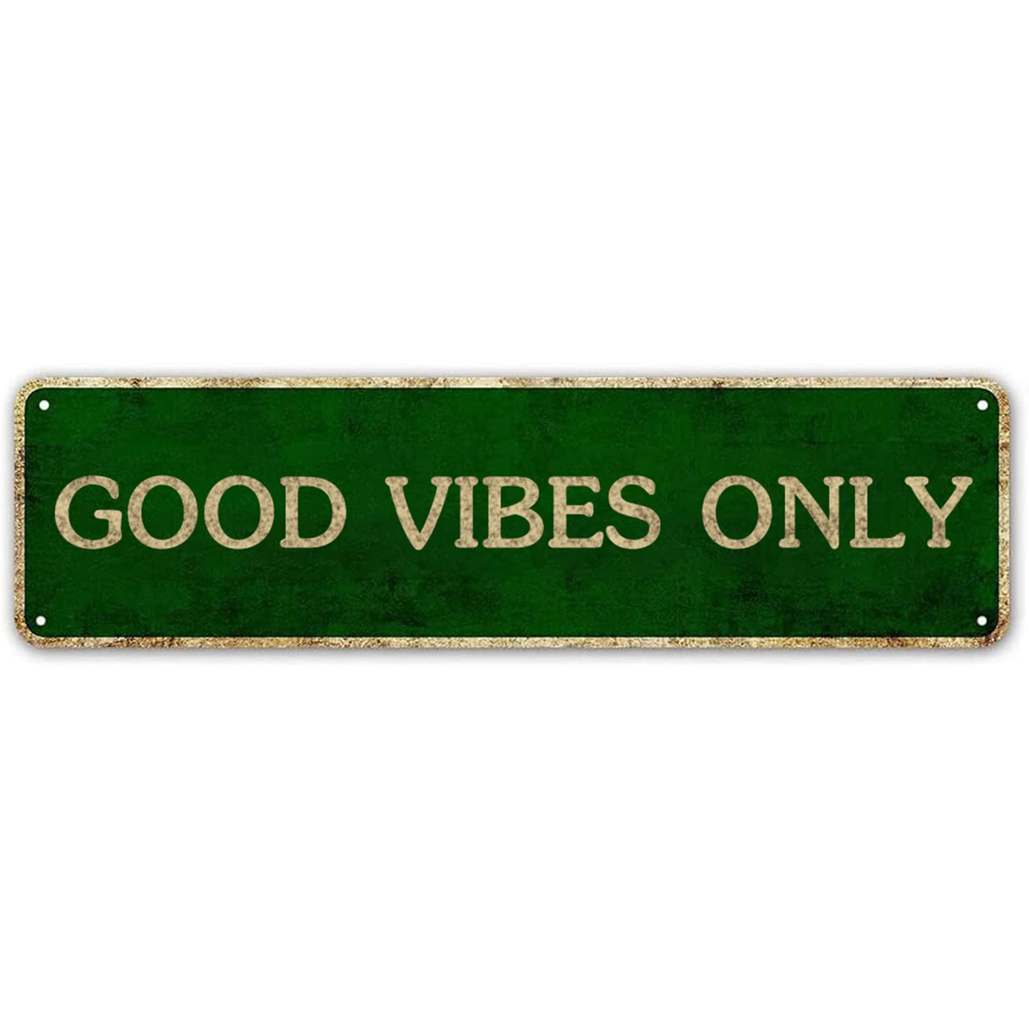 LINStore Good Vibes Only, Inspirational Quote Metallic Poster Motivational Art Poster Home Decor Wall Art, 4" by 16" Vintage Metal Tin Sign