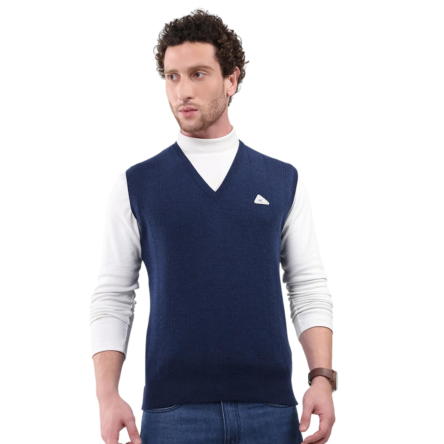 monte carlo Men’s Regular Fit Solid V-Neck Sleeveless Sweater | Stylish Classic Design | Warm Knitted Fabric | Comfortable Pullover for Men’s Winter Fashion (Pack of 1)-picture-24