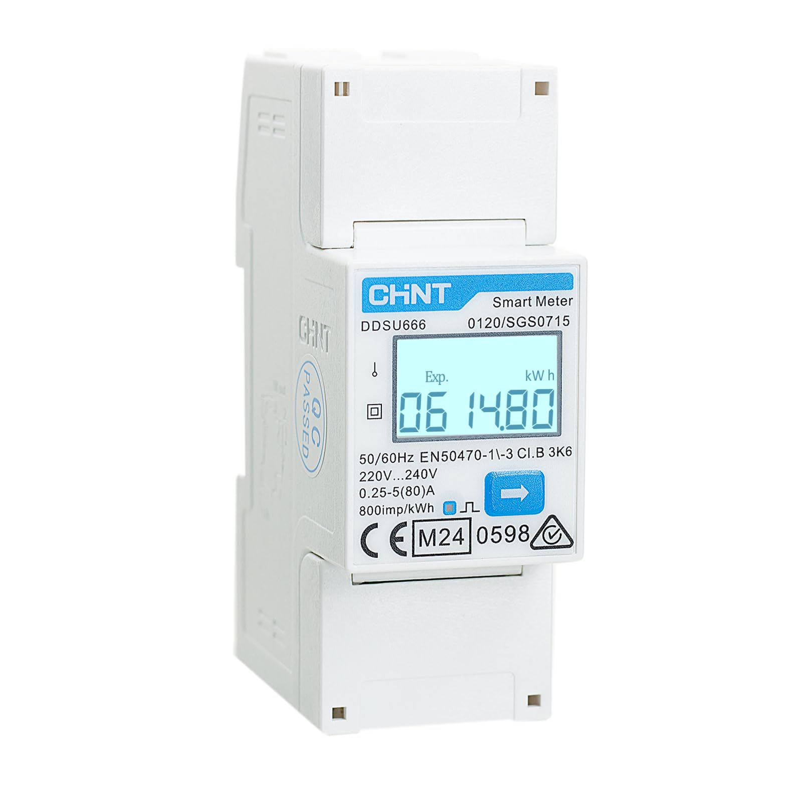 Live4future Blackone Chint Ddsu666 Single-Phase Din 35Mm Electronic Smart Energy Meter Electricity Meter 5(80) A Direct Connection With Rs485 Interface, Compliant With Modbus Rtu, Mid Certified