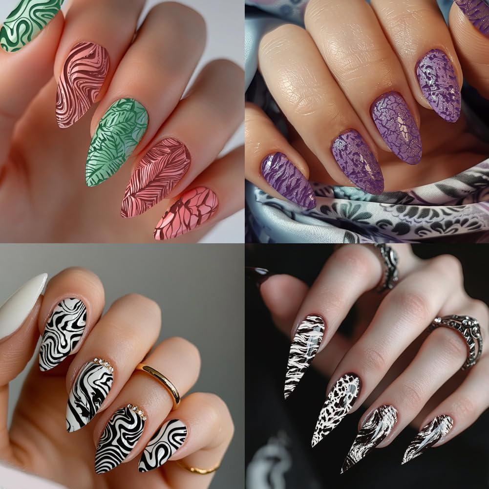 Lote de 3 placas de estampación de mármol para uñas, manicura, decoración