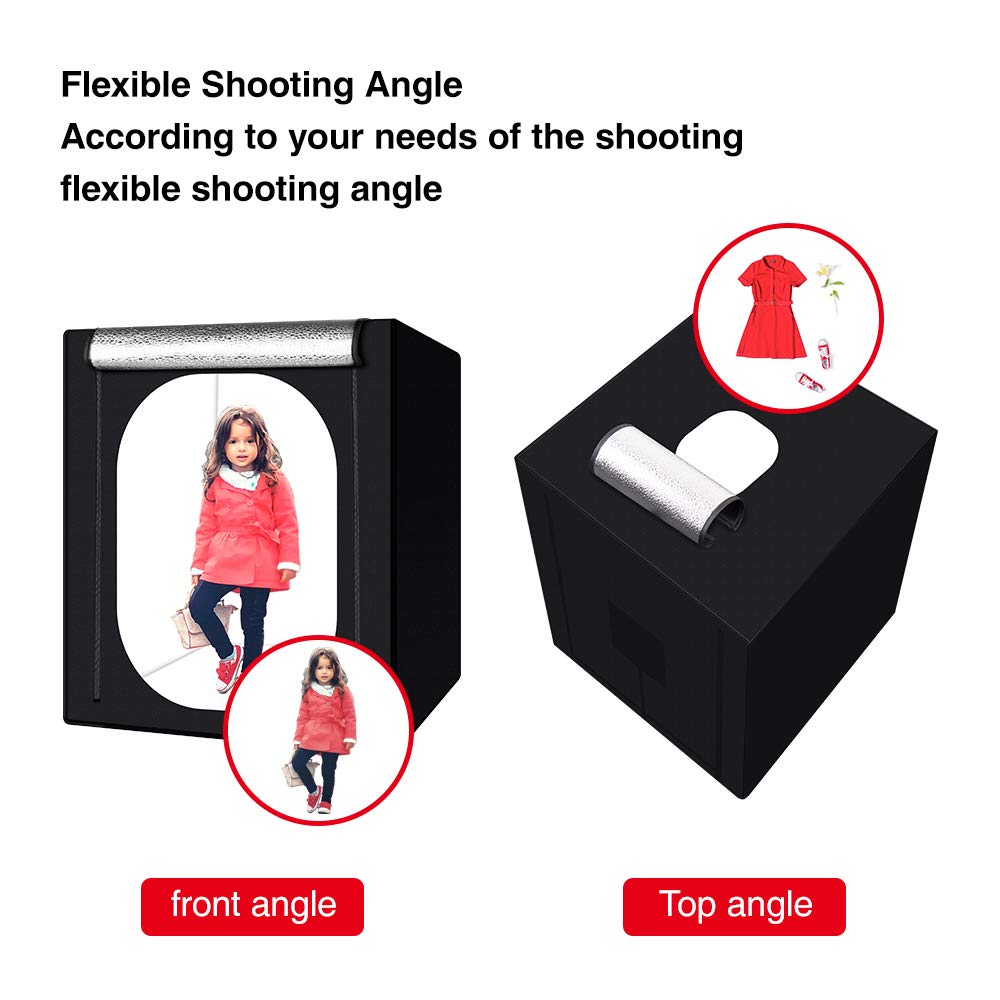 Kit de studio photo, portable, pliable, 140 x 120 x 100 cm, avec éclairage LED à 576 degrés à intensité variable et 3 arrière-plans de couleur pour la photographie