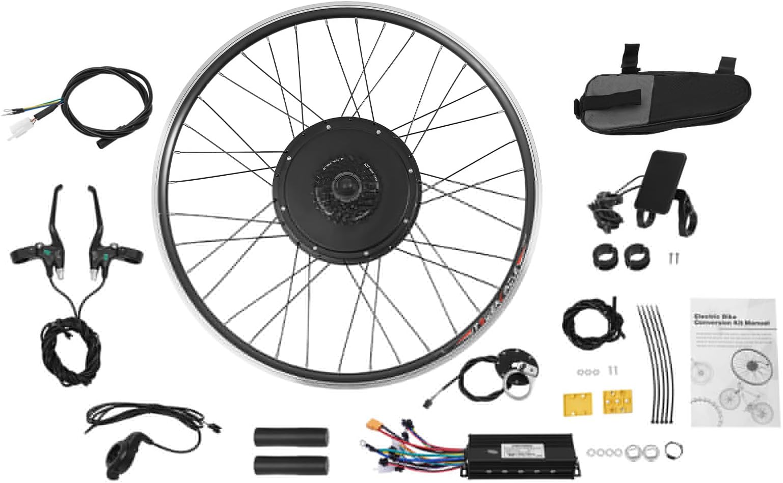 Electric Bicycle Motor Kit Front/Rear Wheel Bike Modification Kit E-Bike Front/Rear Wheel Conversion Kit with Display for Assembling and Modifying The Rear/Front Wheels