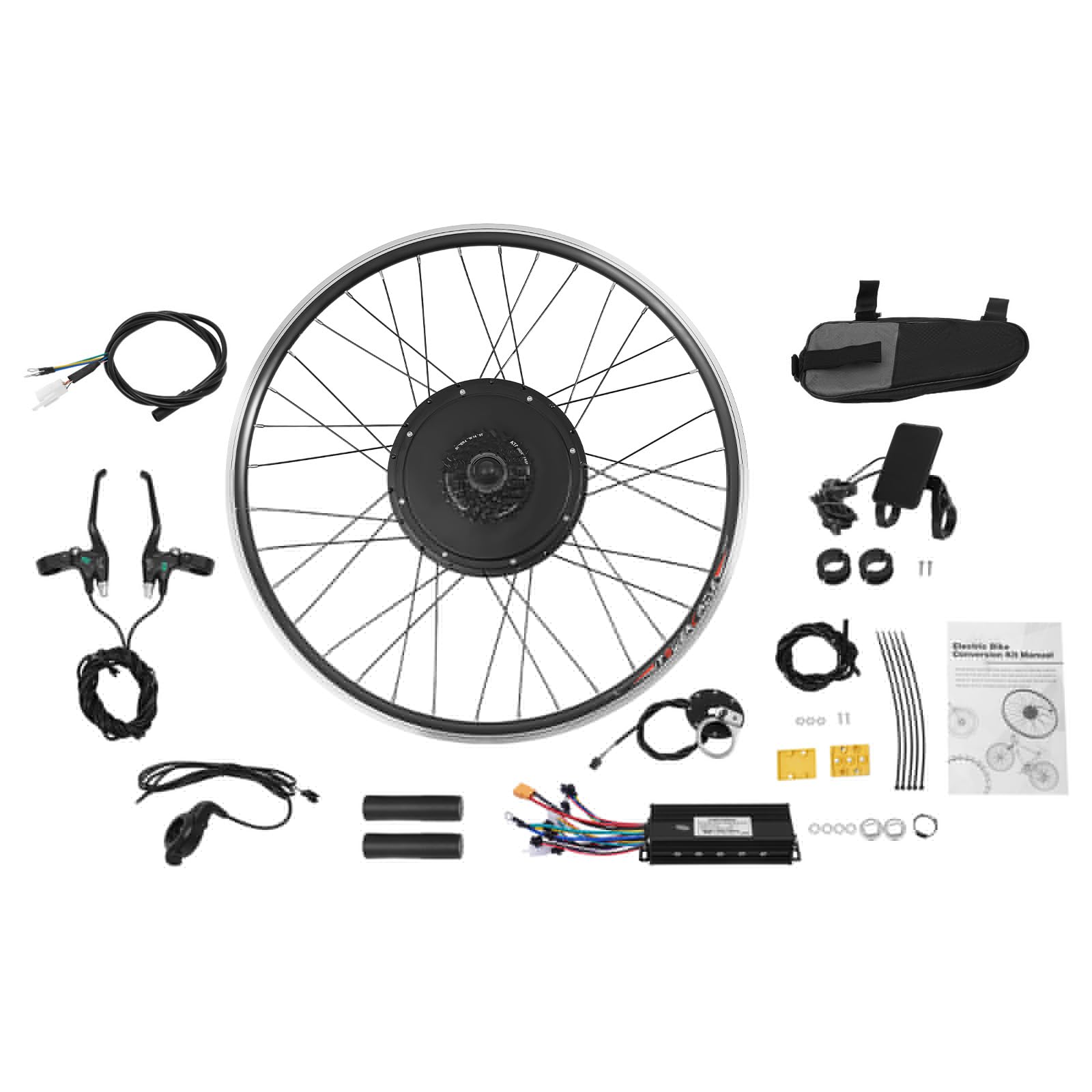 Electric Bicycle Motor Kit Front/Rear Wheel Bike Modification Kit E-Bike Front/Rear Wheel Conversion Kit with Display for Assembling and Modifying The Rear/Front Wheels