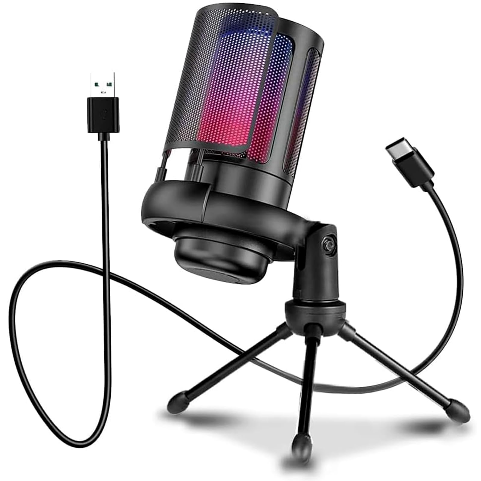 AnnuoYi Condenser Microphone,USB PC Gaming Microphone, Podcast Microphone With RGB & Mute Button、Plug And Play Capacitive Desktop Microphone For Computers,Suitable For Streaming、Recording