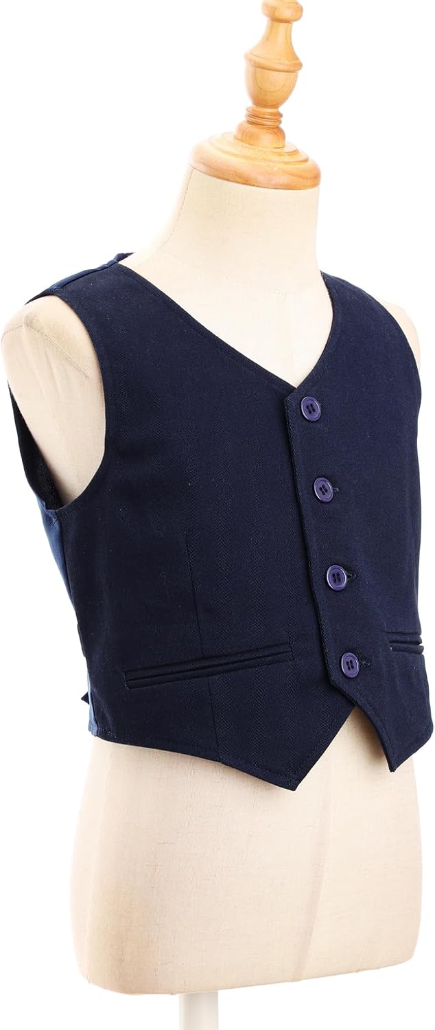 ACSUSS Kids Boys Wedding Party Formal Waistcoat Sleeveless V Neck Button Down Vest Jacket