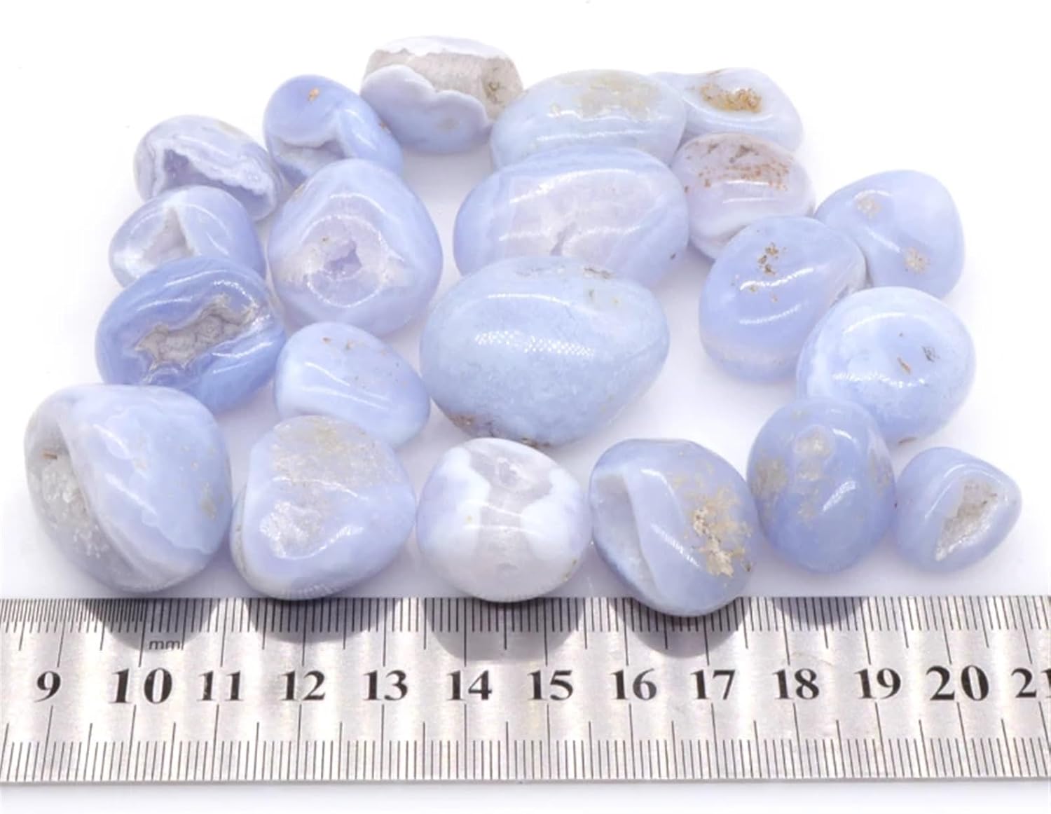 ATkits Natural Nature Blue Agate Geode Gravel Specimen Size Irregular Tumbled Stones Reiki Healing Crystal Quartz Mineral Aquarium Home Decor (Size : 500g)