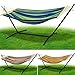 Produktbild BRAST Hängematte mit Gestell XXL für 2 Personen 220x150cm | viele Modelle | Tragkraft 300kg | inkl. Transporttasche | Outdoor Doppelhängematte | Ideal für Balkon, Terrasse, Garten Camping | Blau/Grün