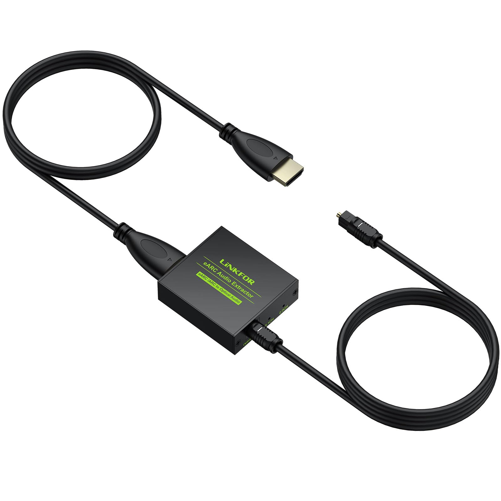 LiNKFOR eARC ARC Audio Extractor 24Bit 192kHz HDMI ARC auf Optisch Audio Adapter HDMI Audio Extractor mit 5.1 und 2.0 Kanal Audiosignalanzeigen für HDTV zu Soundbar, drahtlose Kopfhörer, Heimkino