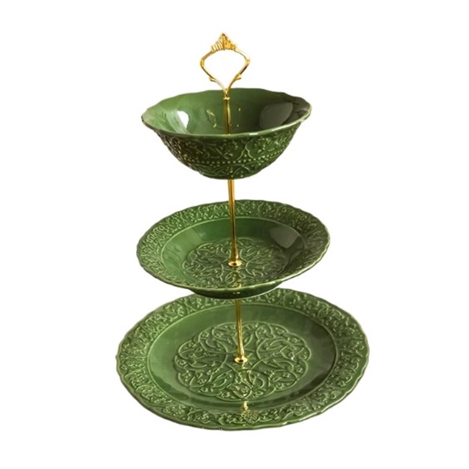 HLHLOP777 Dessert Stand This Ceramic Cake Stand, Adorned With Relief Patterns, Is The Perfect Choice For Afternoon Tea Treats Cupcake Stand Serving Tray(Large)