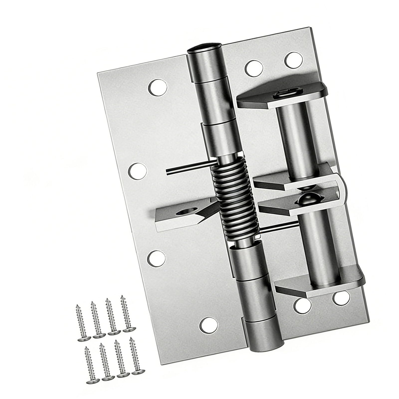 Hzbb Silver Auto Close Adjustable Spring Hinge Stainless Steel Quiet Mechanism For Cabinet Door Rustproof Steel Door Joint