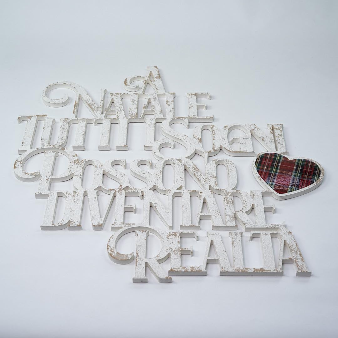 Letras de madera con texto en inglés «Tutti i Sogni Ssogni sono sono Realtà» - Decoración de pared navideña para salón, cocina, dormitorio