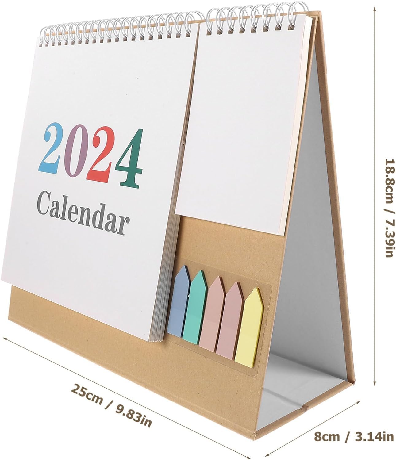 Großer Tischkalender 2024, 3D-Kalender, Tischkalender 2024 mit Index-Tabs, stehender Flip, 12 Monate Tischkalender - Januar 2024 - Dez. 2024 Stand-Up-Kalender, Planer für Heimbüro-Dekor (Farbe: On