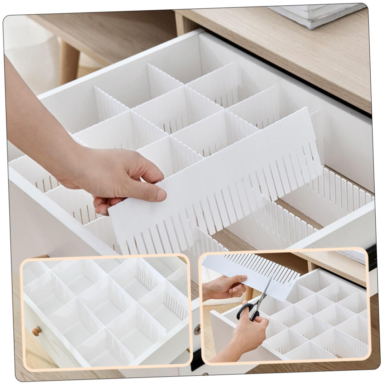 Divisori per Cassetti 10 Pezzi in Plastica per Organizzazione Casa Combinazione Libera per Separare e Ordinare Biancheria e Calze