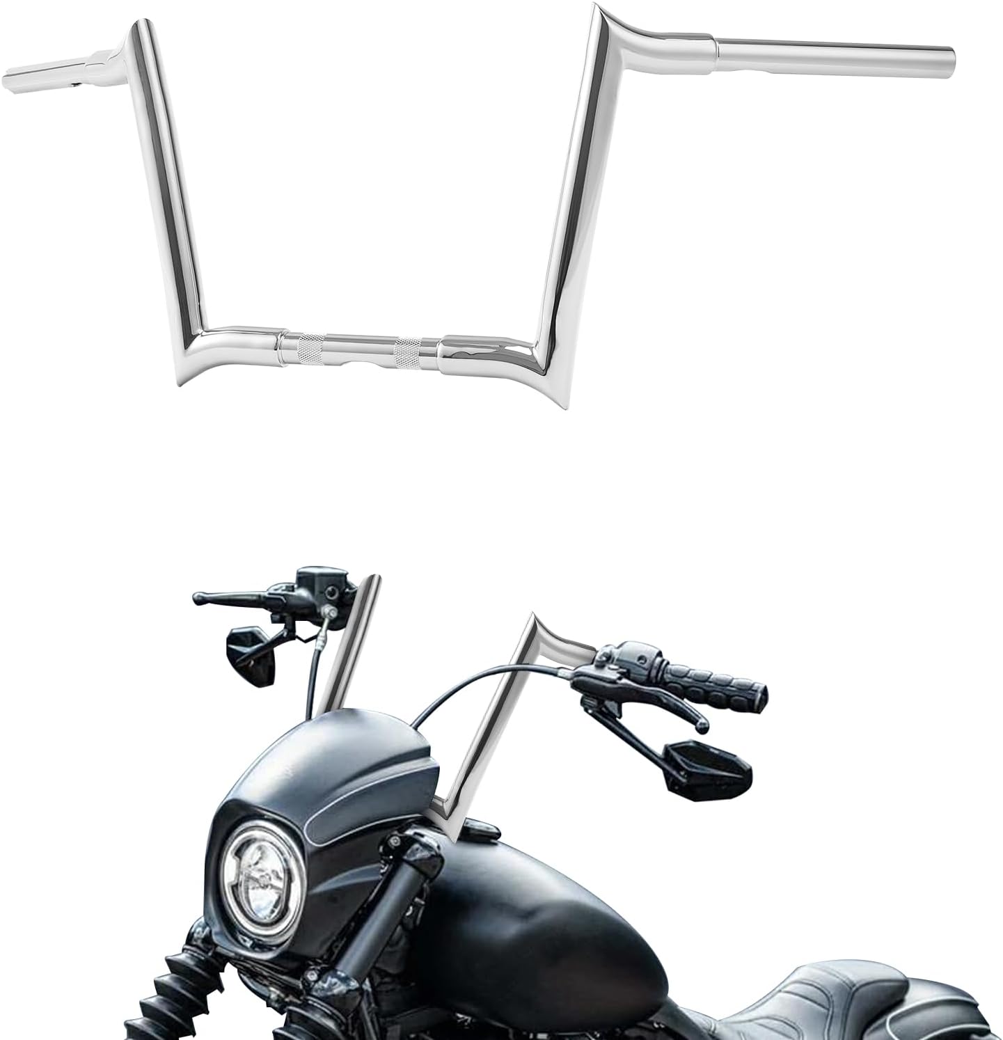 CUSTOM CHROME CCI 12" Rise 1-1/4" Fat Ape Hanger Handlebar Fit For Harley-Davidson Touring Road King Road Glide Softail Sportster XL