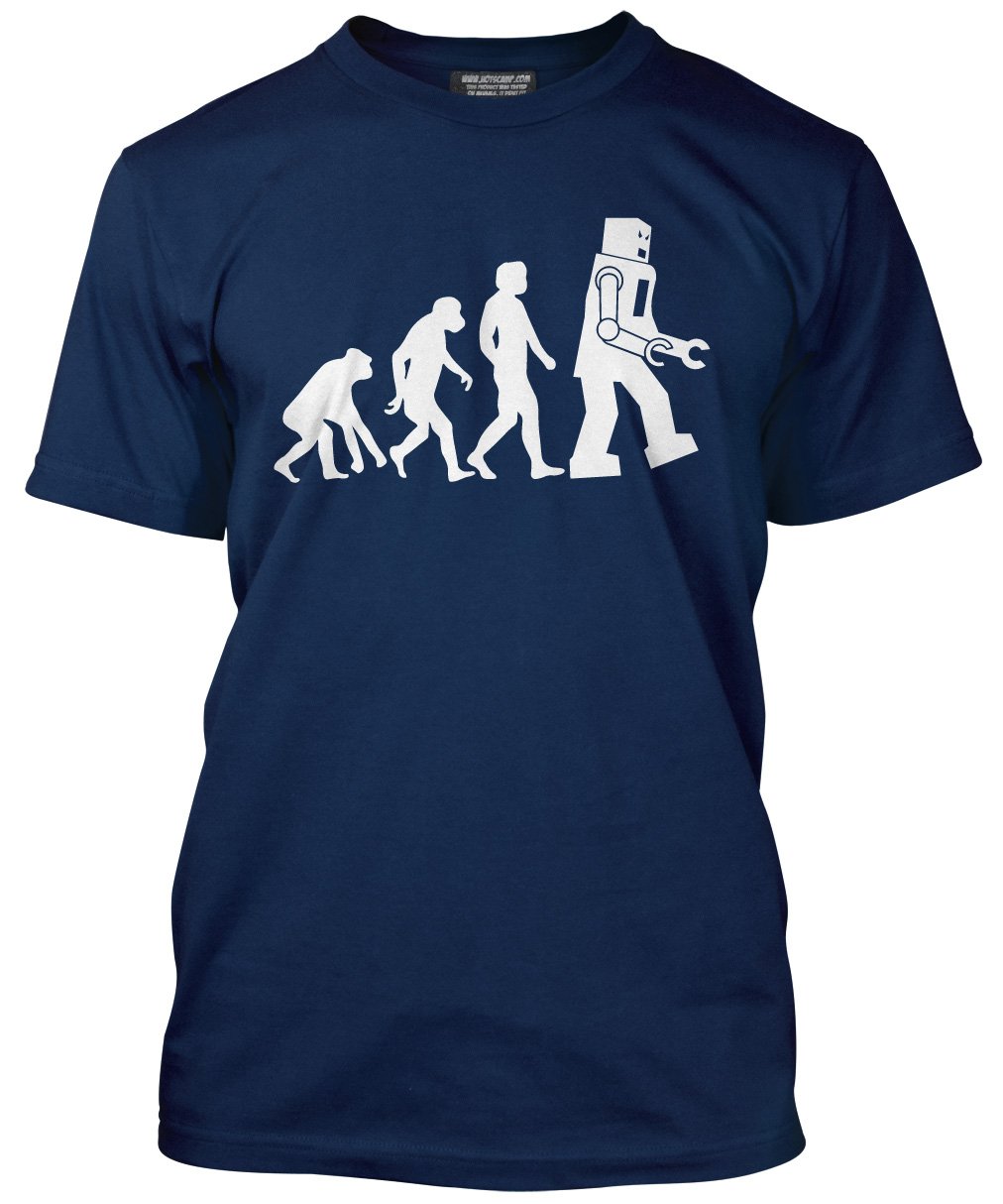 Hotscamp Men's Navy Evolution Of A Robot Unisex T-Shirt - Large