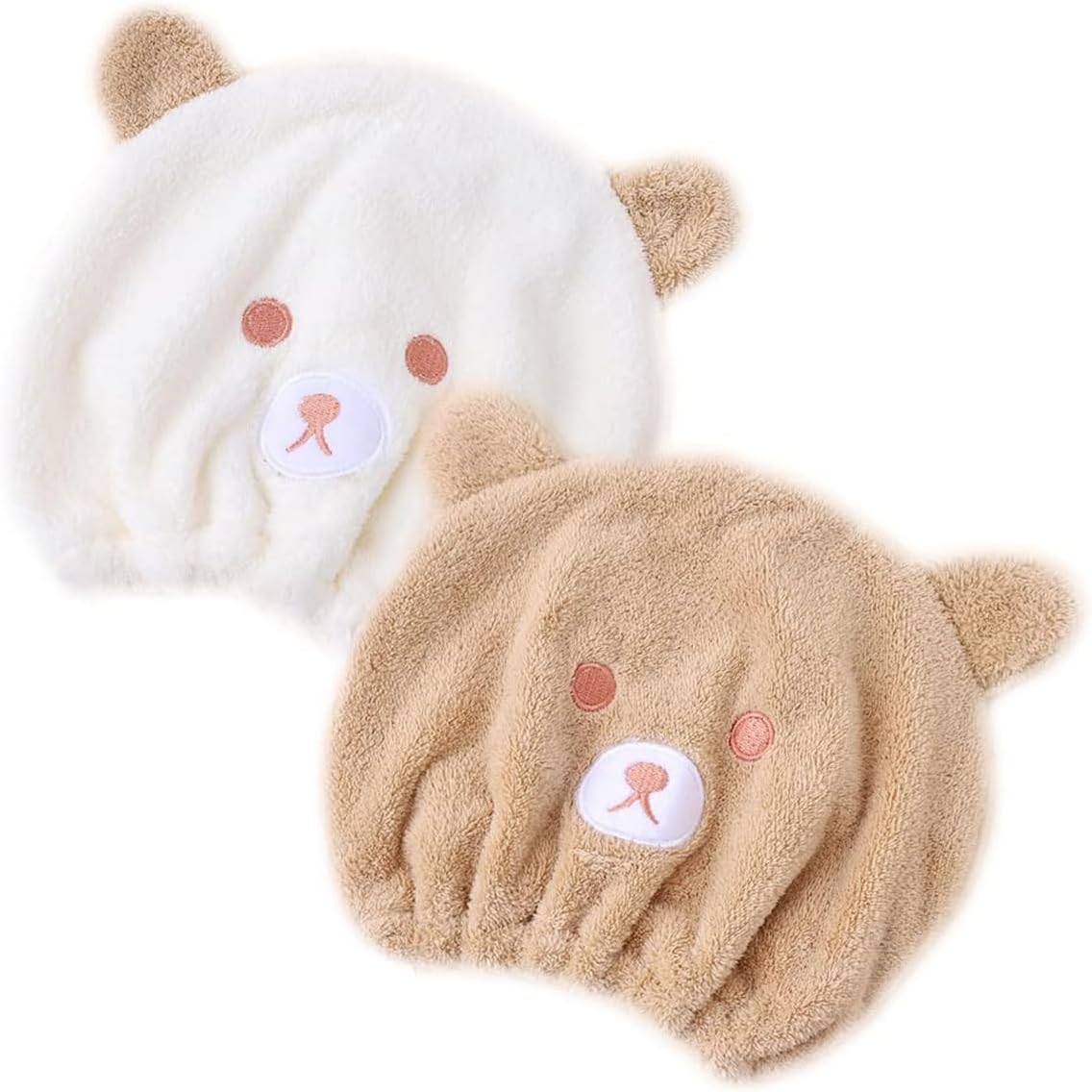 TERRIFI Kid's Hair Drying Wrap Hat, 2 Pcs Cute Absorbent Soft Microfiber Quick Dry Hair Turban Towels for Girls Kids, Quick Drying Bath Cap