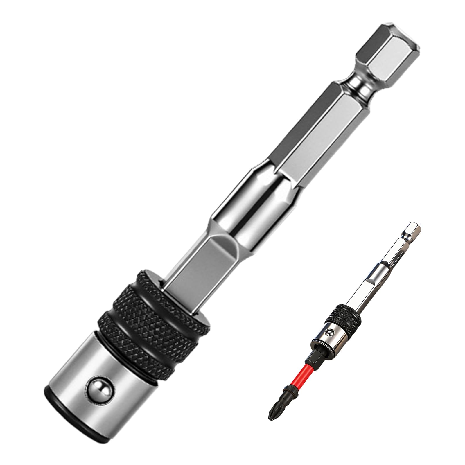 Adaptador de taladro de 1/4" con extensor de vástago hexagonal para destornillador y tuercas