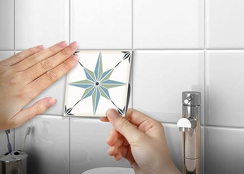 Miniatura 5 de Adhesivos para azulejos Mi Alma, 24 unidades, Talavera, plantillas de pared, calcomanías para despegar y pegar, fácil aplicación, ideal para baño,