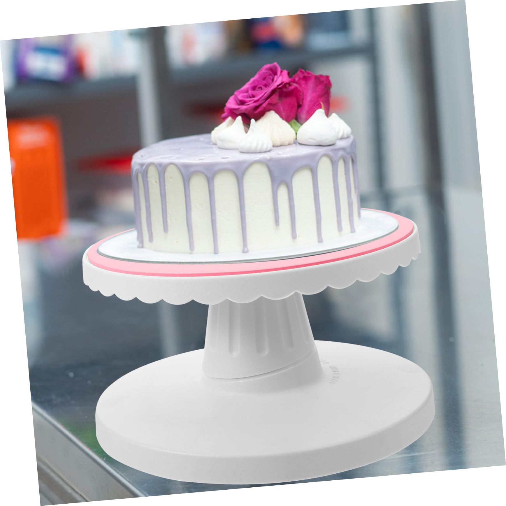 Plateau Tournant à Gâteau 10 Pouces en Plastique Rose